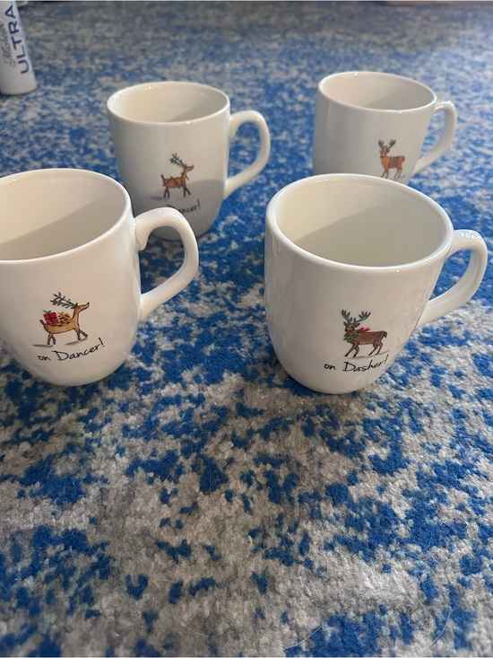 Rae Dunn Other - White Reindeer Holiday Ceramic Mugs (Set of 4) Rae dunn